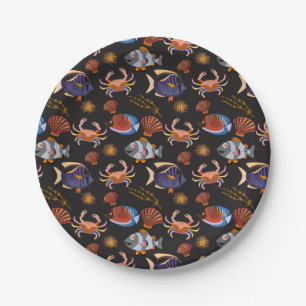 Aquatic animals pattern   ocean underwater life 11 paper plates
