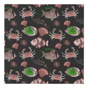 Aquatic animals pattern   ocean underwater life 12 faux canvas print