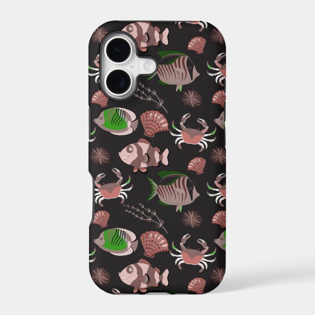 Aquatic animals pattern | ocean underwater life 12 iphone case (Back)