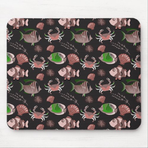 Aquatic animals pattern  ocean underwater life 12 mouse pad