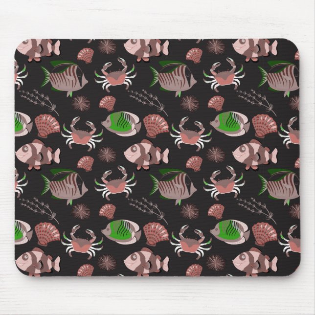 Aquatic animals pattern | ocean underwater life 12 mouse pad (Front)