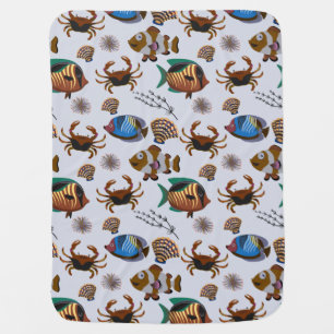 Aquatic animals pattern   ocean underwater life 14 baby blanket