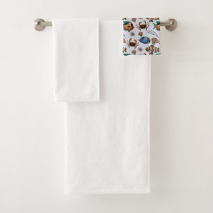Aquatic animals pattern ocean underwater life 14 bath towel set