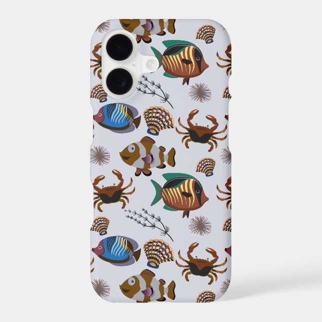 Aquatic animals pattern | ocean underwater life 14 iphone case (Back)