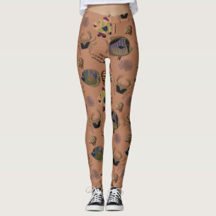 Aquatic animals pattern ocean underwater life 15 leggings