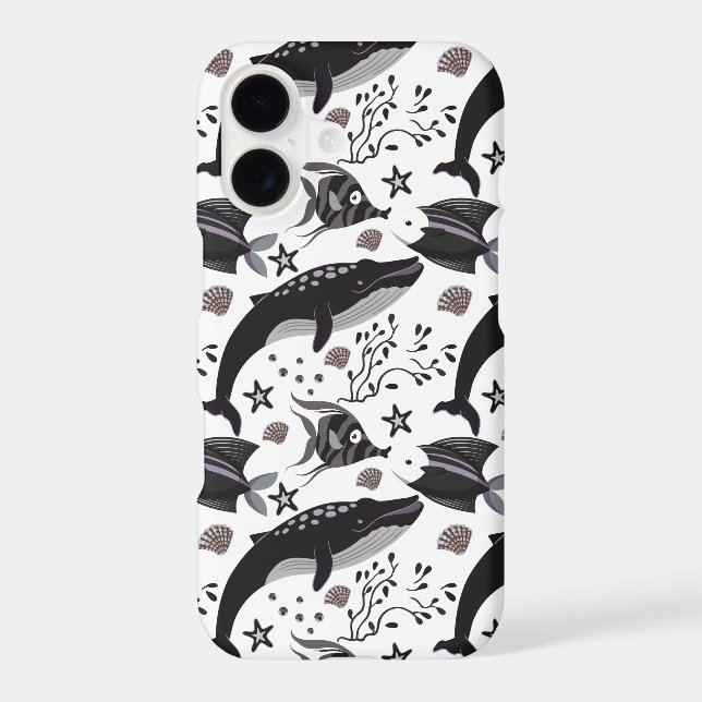 Aquatic animals pattern | ocean underwater life 16 iphone case (Back)
