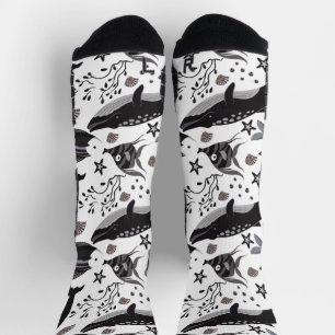 Aquatic animals pattern ocean underwater life 16 socks