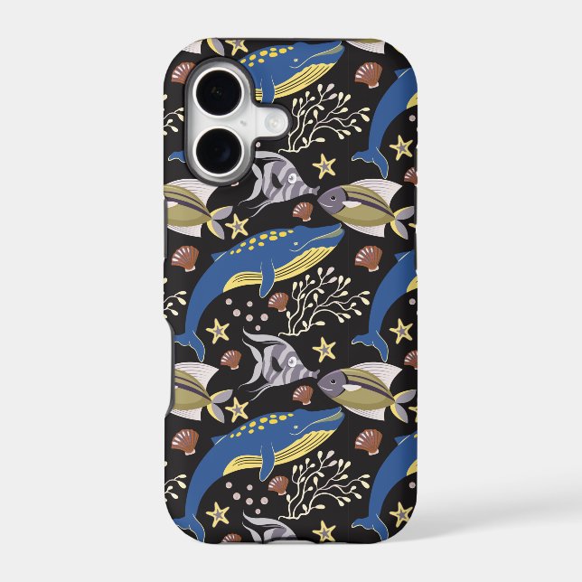 Aquatic animals pattern | ocean underwater life 17 iphone case (Back)