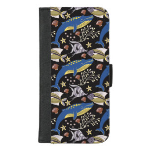 Aquatic animals pattern ocean underwater life 17 iPhone 8/7 plus wallet case