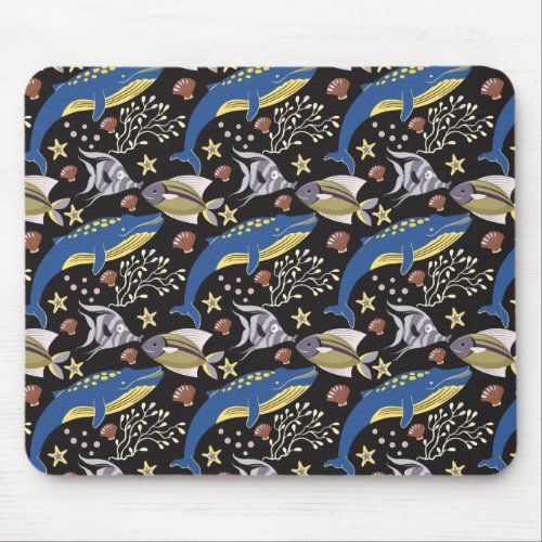 Aquatic animals pattern  ocean underwater life 17 mouse pad