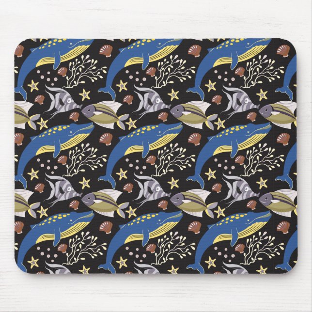 Aquatic animals pattern | ocean underwater life 17 mouse pad (Front)