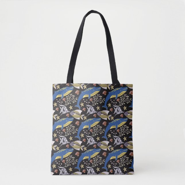 Aquatic animals pattern | ocean underwater life 17 tote bag (Front)