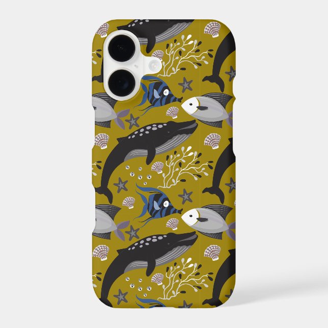 Aquatic animals pattern | ocean underwater life 18 iphone case (Back)
