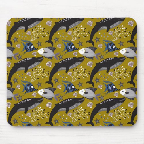 Aquatic animals pattern  ocean underwater life 18 mouse pad