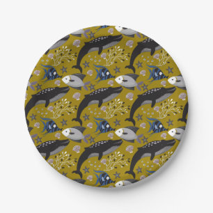 Aquatic animals pattern   ocean underwater life 18 paper plates