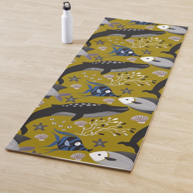 Aquatic animals pattern | ocean underwater life 18 yoga mat (In Situ)