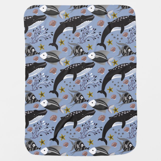 Aquatic animals pattern | ocean underwater life 19 baby blanket (Front)