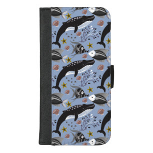 Aquatic animals pattern   ocean underwater life 19 iPhone 8/7 plus wallet case