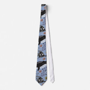 Aquatic animals pattern ocean underwater life 19 neck tie