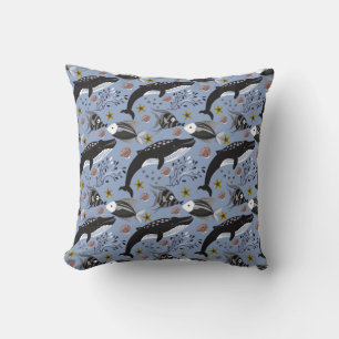 Aquatic animals pattern ocean underwater life 19 throw pillow