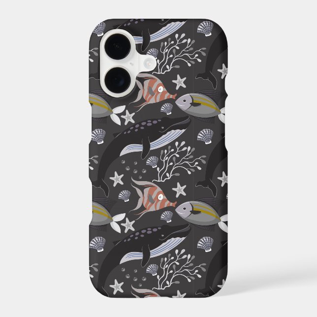 Aquatic animals pattern | ocean underwater life 20 iphone case (Back)