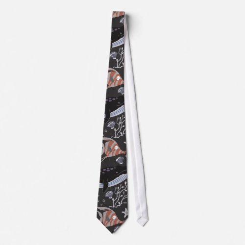 Aquatic animals pattern  ocean underwater life 20 neck tie