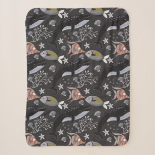 Aquatic animals pattern ocean underwater life 20 sherpa blanket