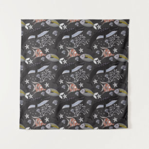 Aquatic animals pattern ocean underwater life 20 tapestry