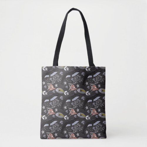 Aquatic animals pattern  ocean underwater life 20 tote bag