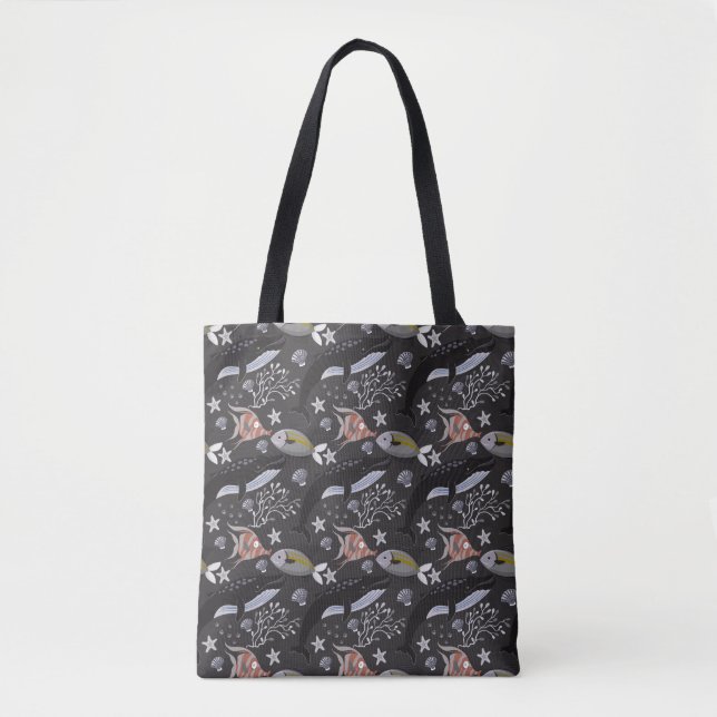 Aquatic animals pattern | ocean underwater life 20 tote bag (Front)