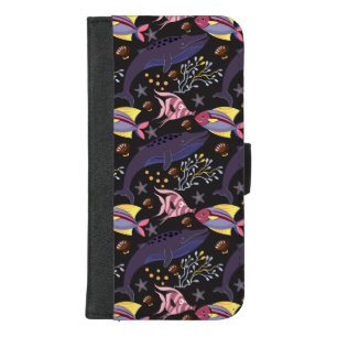 Aquatic animals pattern ocean underwater life 21 iPhone 8/7 plus wallet case
