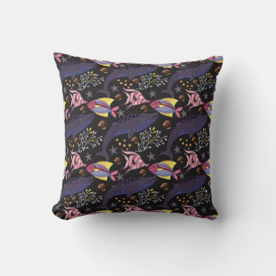 Aquatic animals pattern ocean underwater life 21 throw pillow