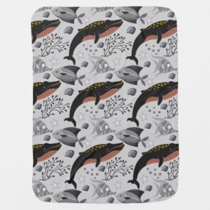 Aquatic animals pattern ocean underwater life 22 baby blanket