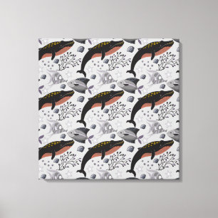 Aquatic animals pattern ocean underwater life 22 canvas print