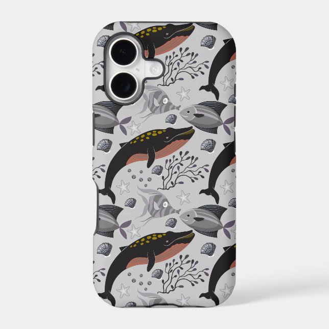 Aquatic animals pattern | ocean underwater life 22 iphone case (Back)