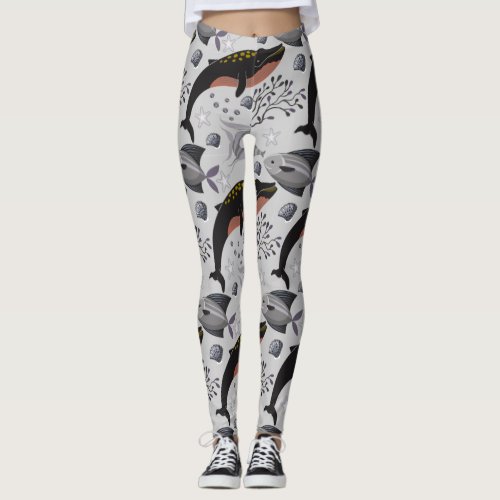 Aquatic animals pattern  ocean underwater life 22 leggings