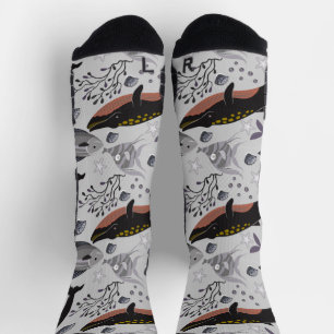 Aquatic animals pattern ocean underwater life 22 socks