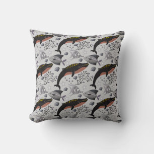 Aquatic animals pattern ocean underwater life 22 throw pillow
