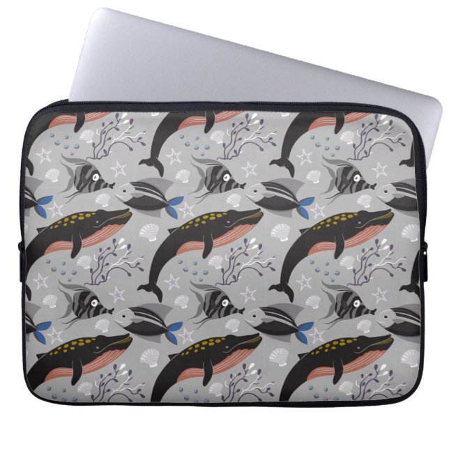 Aquatic animals pattern | ocean underwater life 23 laptop sleeve (Front)