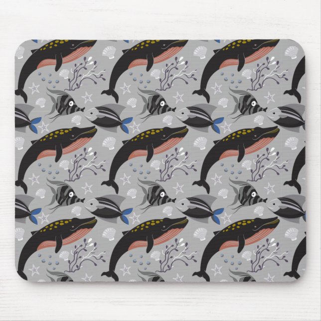 Aquatic animals pattern | ocean underwater life 23 mouse pad (Front)