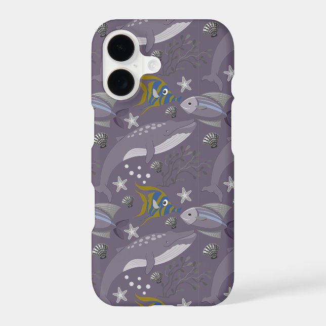 Aquatic animals pattern | ocean underwater life 24 iphone case (Back)