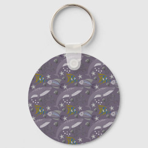 Aquatic animals pattern   ocean underwater life 24 keychain
