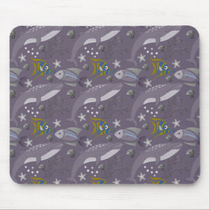 Aquatic animals pattern ocean underwater life 24 mouse pad