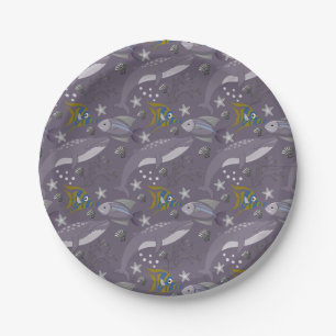 Aquatic animals pattern ocean underwater life 24 paper plates