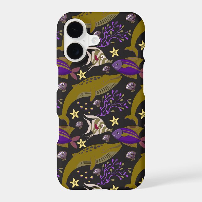 Aquatic animals pattern | ocean underwater life 25 iphone case (Back)