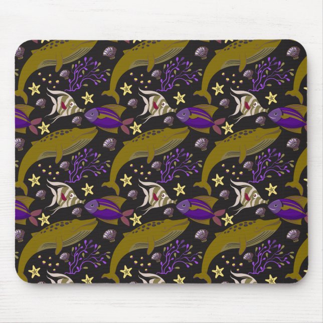 Aquatic animals pattern | ocean underwater life 25 mouse pad (Front)