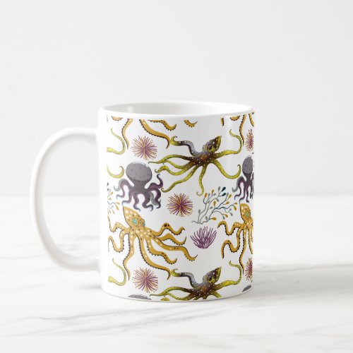 Aquatic animals pattern  ocean underwater life 26 coffee mug