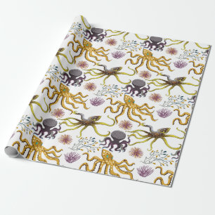 Aquatic animals pattern ocean underwater life 26 wrapping paper