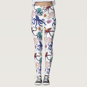 Aquatic animals pattern ocean underwater life 27 leggings