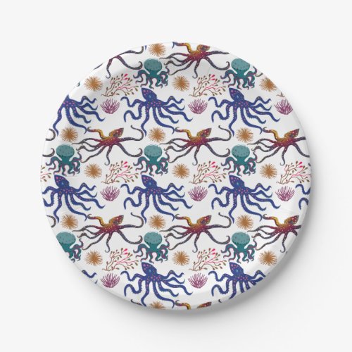 Aquatic animals pattern  ocean underwater life 27 paper plates